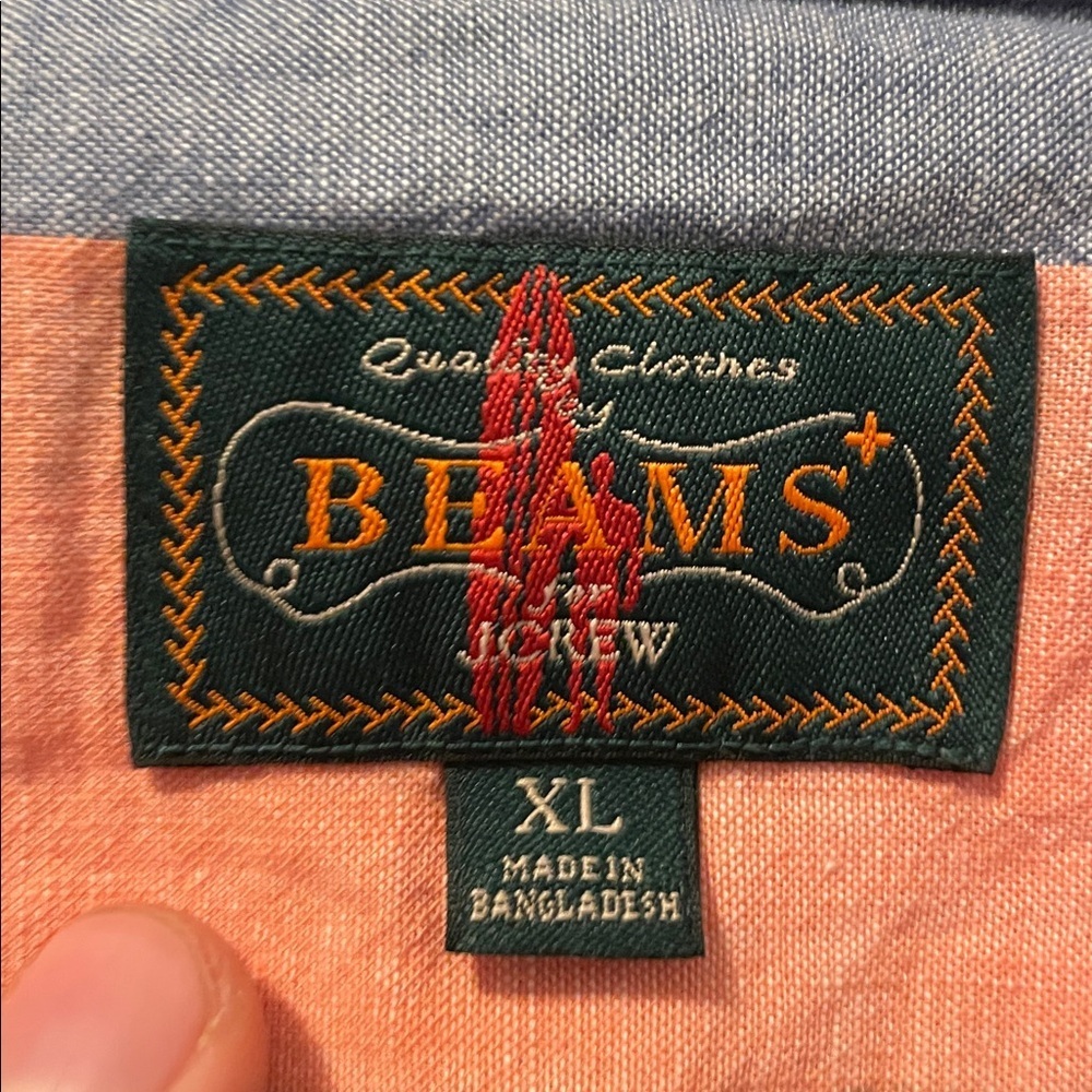 BEAMS PLUS STRIPED T SHIRT BLUE AND SALMON XL​​ - Picture 2 of 3